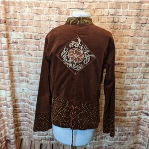 Brown Embroidered Women's Jacket